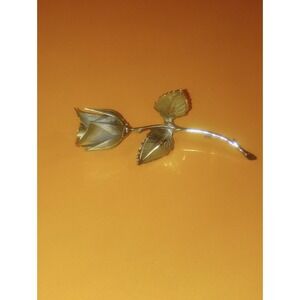 Giovanni Set Of 3 Silver Tone Rose, Gold Tone Rose 2 3/4 Inch Each 1960 Signed